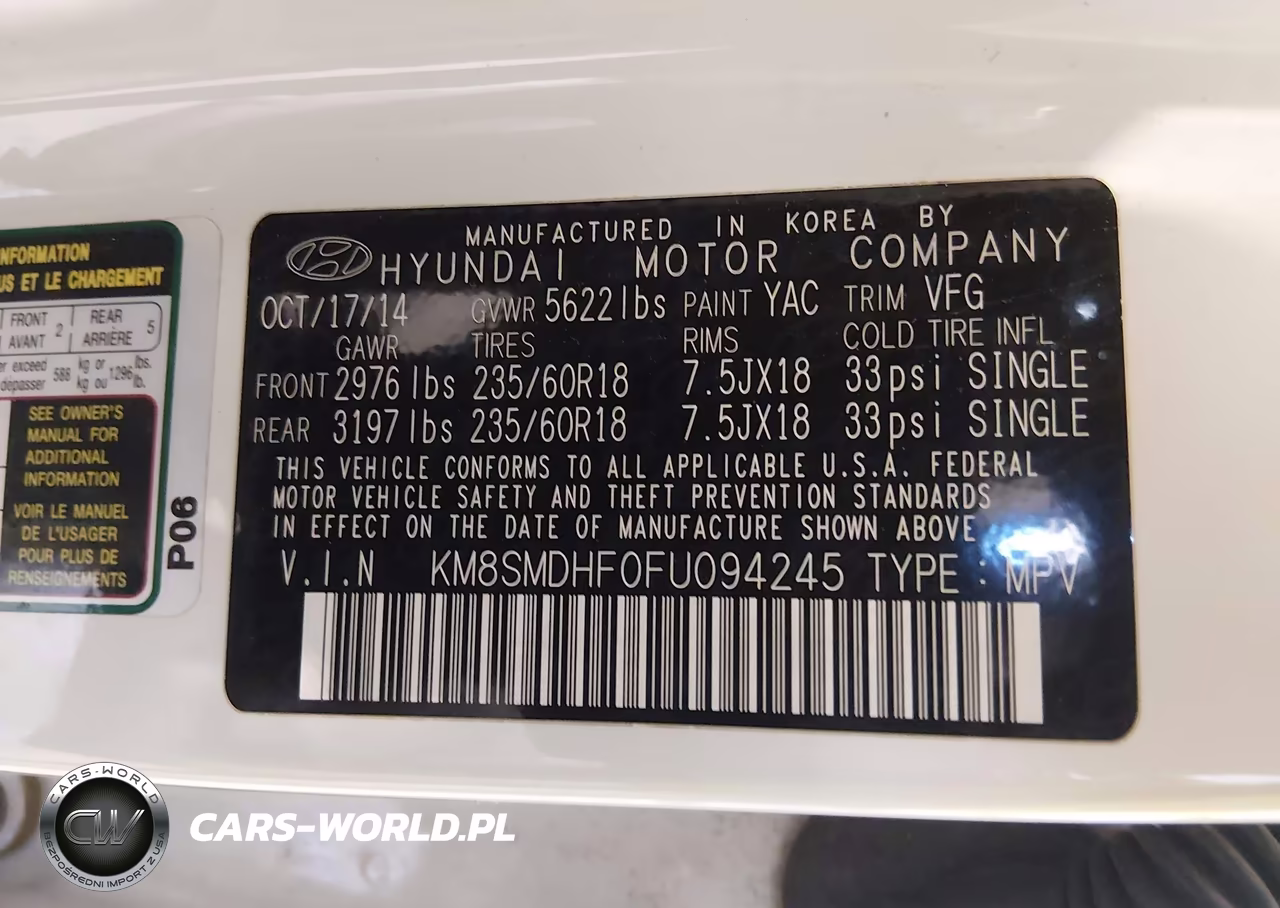 2015 Hyundai Santa Fe Gls VIN:KM8SMDHF0FU094245 - 9