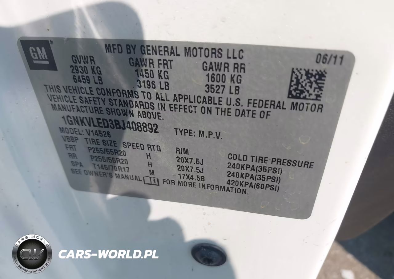 2011 Chevrolet Traverse Ltz VIN:1GNKVLED3BJ408892 - 9