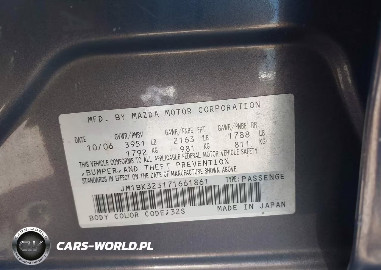 2007 Mazda Mazda3 S Sport VIN:JM1BK323171661861 - 9