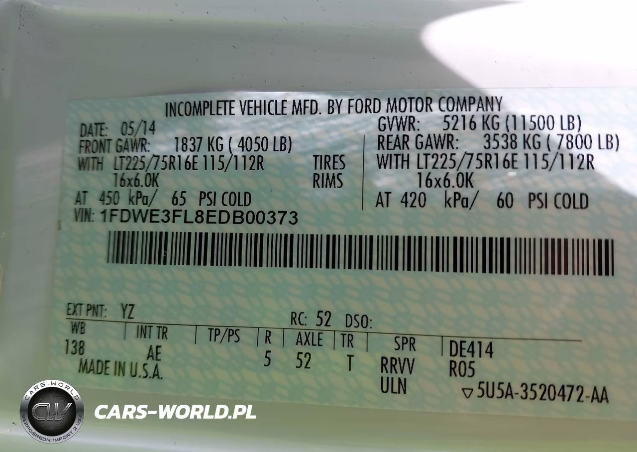 2014 Ford E-350 Cutaway VIN:1FDWE3FL8EDB00373 - 9