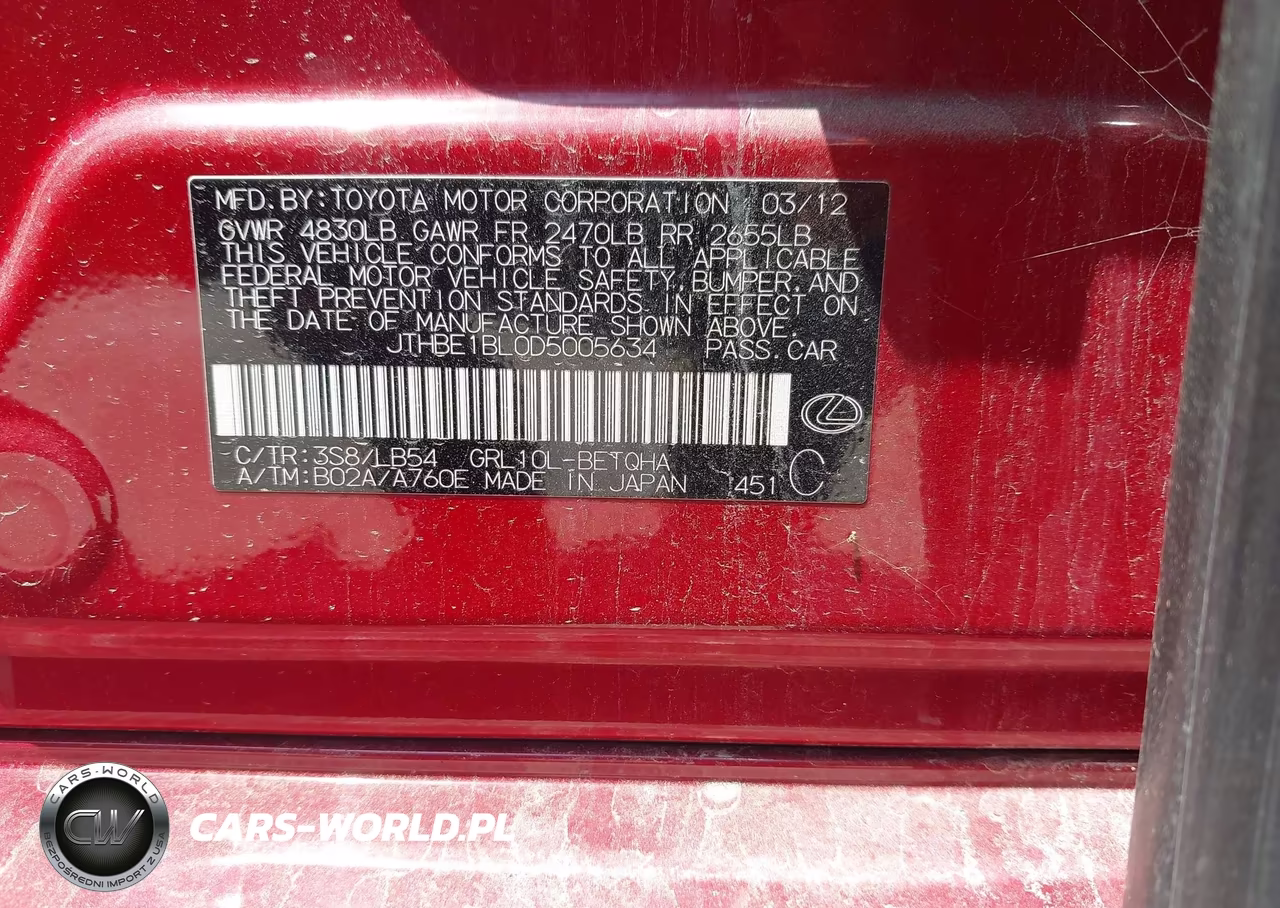 2013 Lexus Gs 350 Base VIN:JTHBE1BL0D5005634 - 9