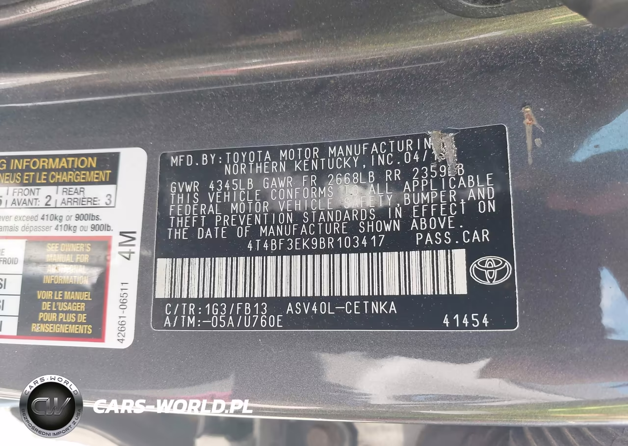 2011 Toyota Camry Le VIN:4T4BF3EK9BR103417 - 9