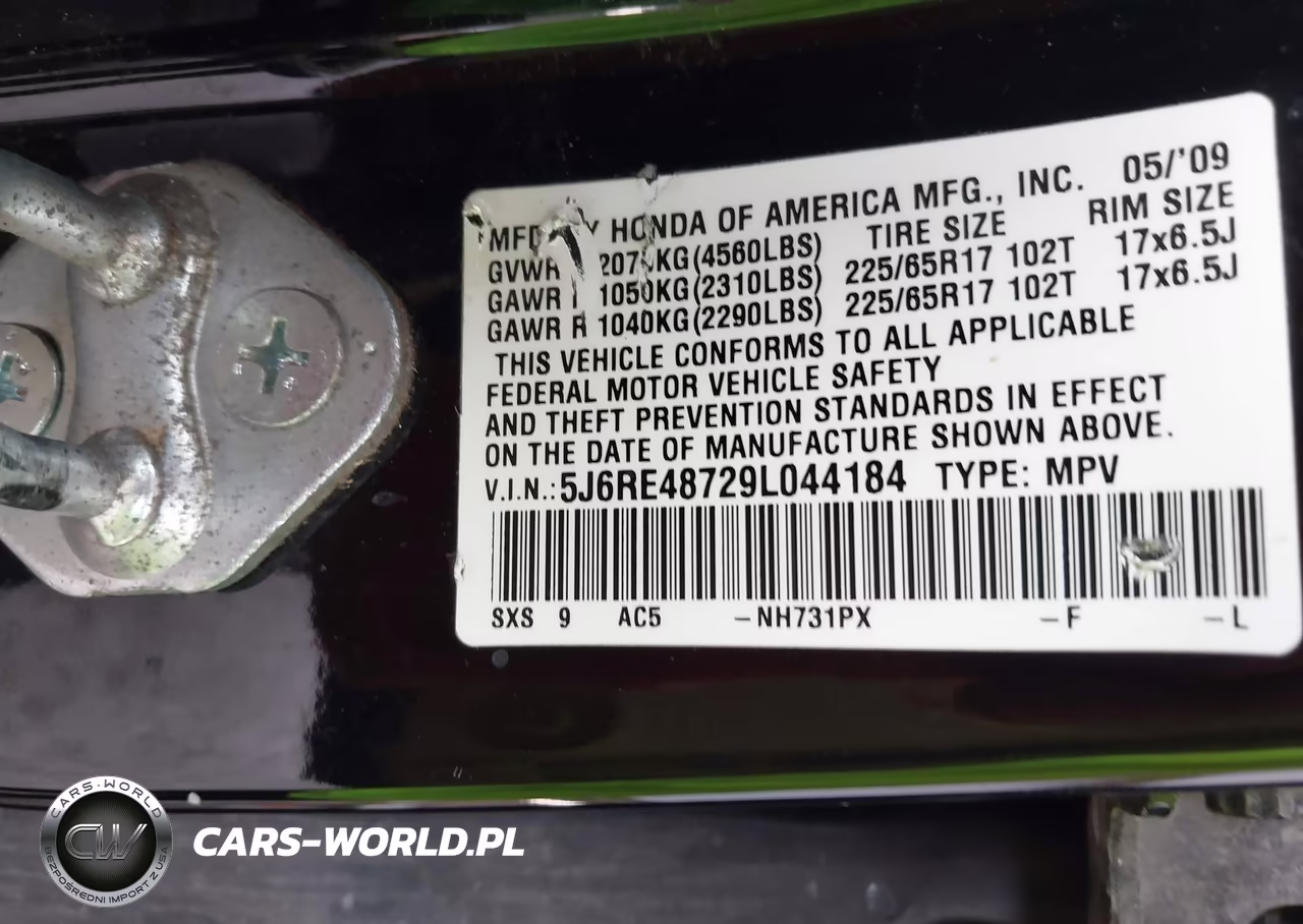 2009 Honda Cr-V Ex-L VIN:5J6RE48729L044184 - 9