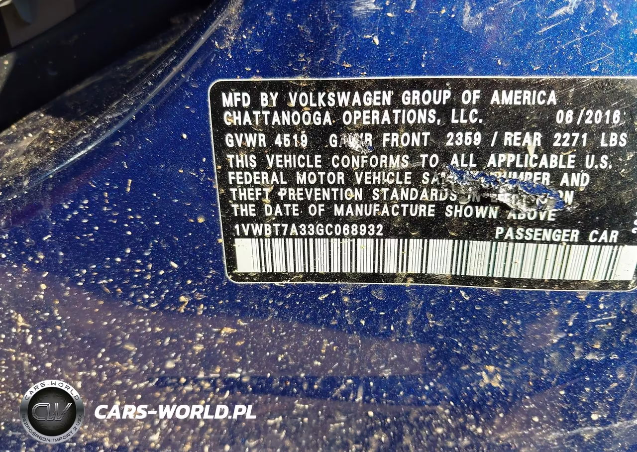 2016 Volkswagen Passat 1.8T Se VIN:1VWBT7A33GC068932 - 9