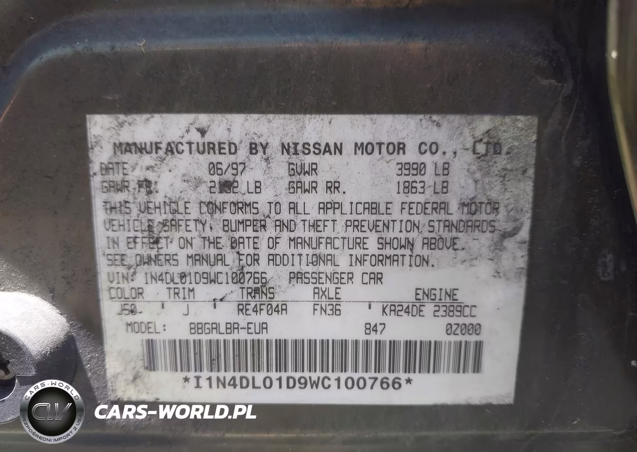 1998 Nissan Altima Gle-Gxe-Se-Xe VIN:1N4DL01D9WC100766 - 9