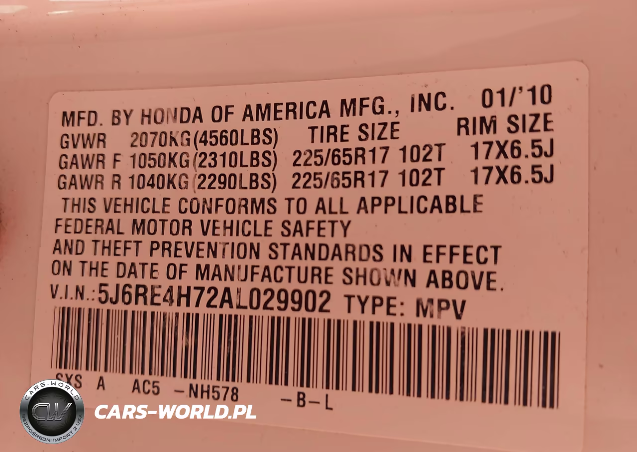 2010 Honda Cr-V Ex-L VIN:5J6RE4H72AL029902 - 9