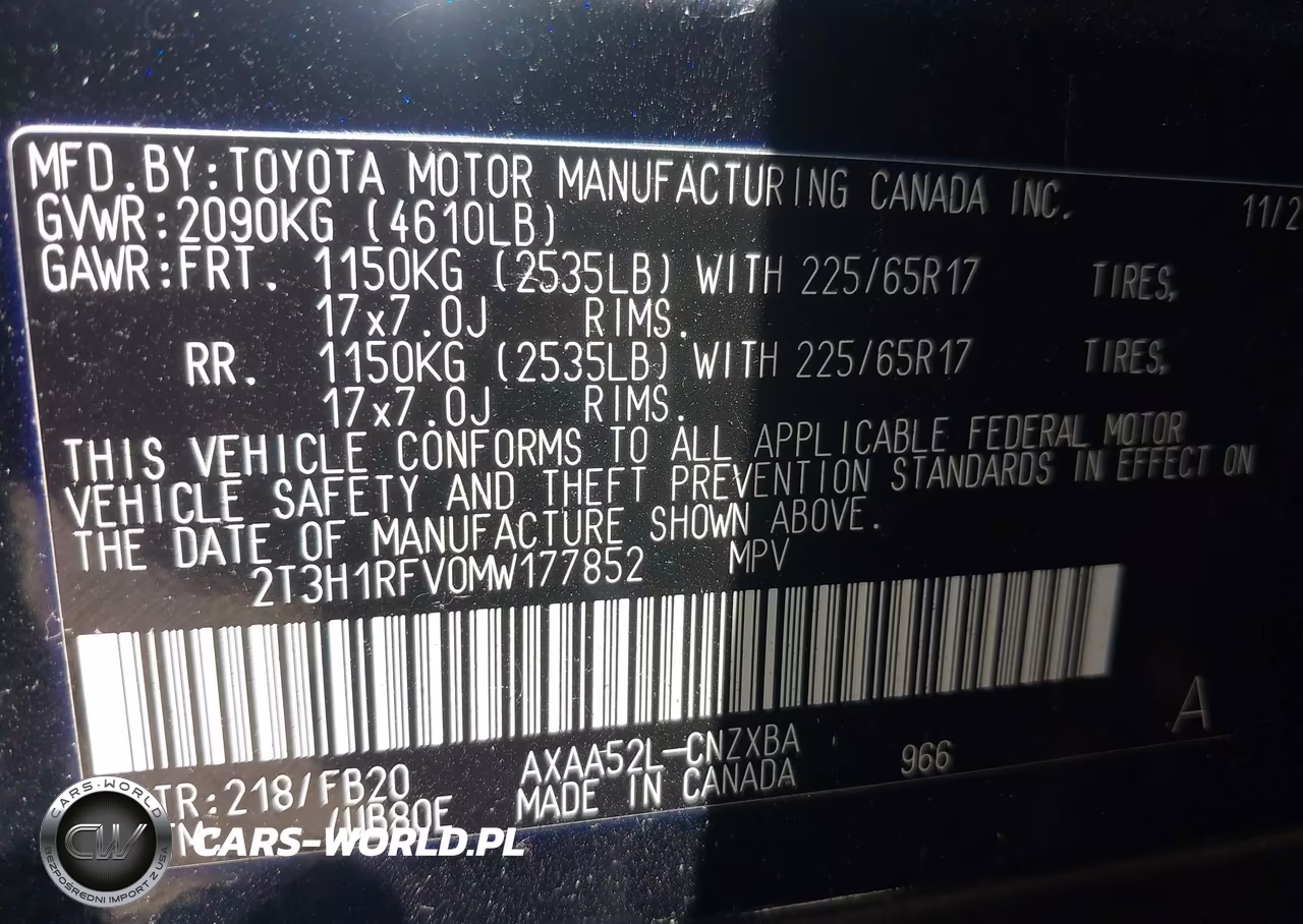 2021 Toyota Rav4 Le VIN:2T3H1RFV0MW177852 - 9