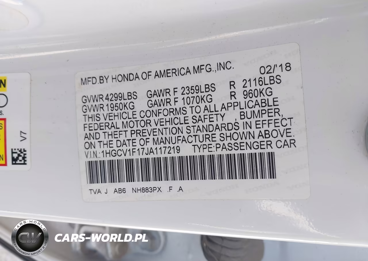 2018 Honda Accord Lx VIN:1HGCV1F17JA117219 - 9