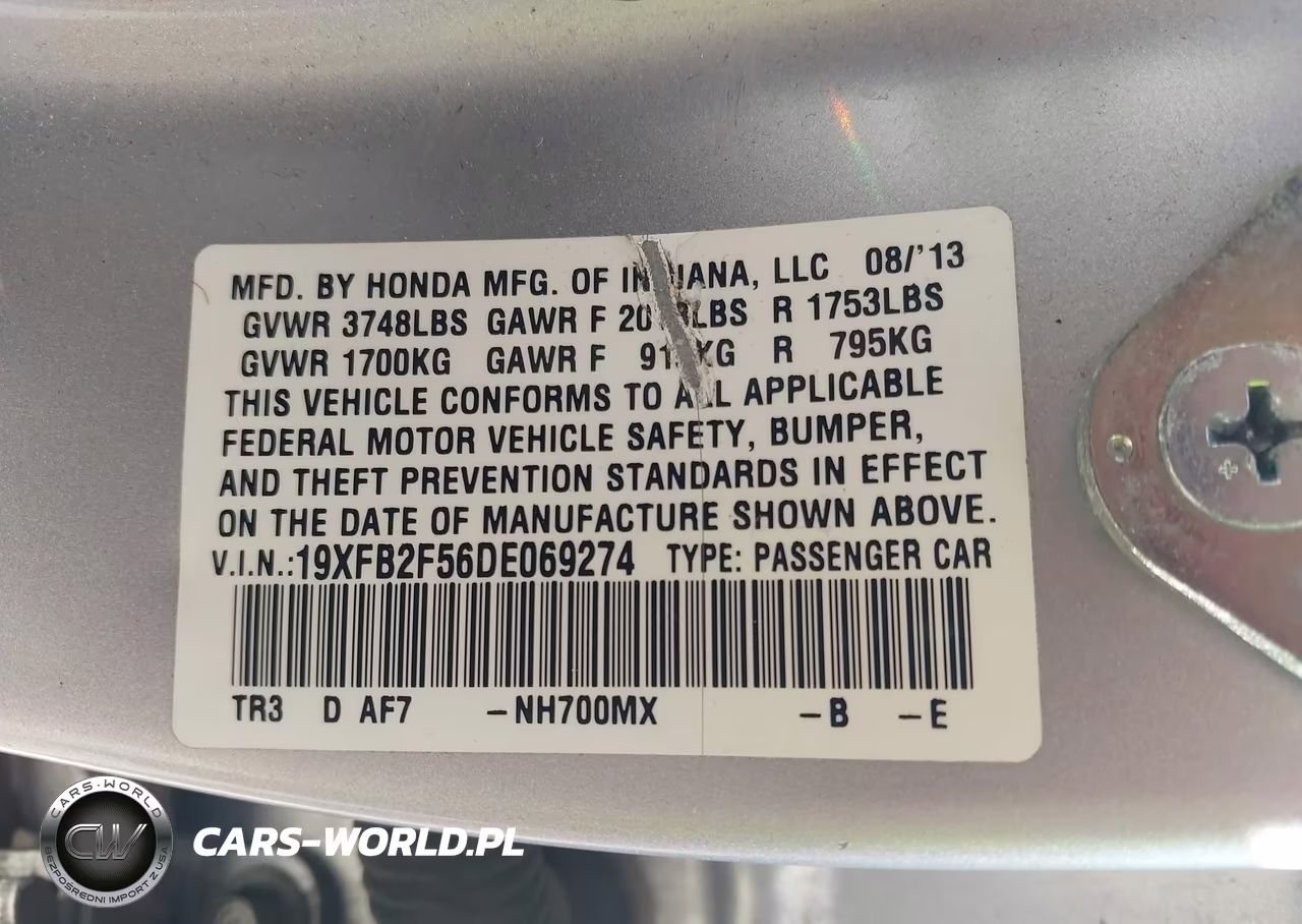 2013 Honda Civic Lx VIN:19XFB2F56DE069274 - 9