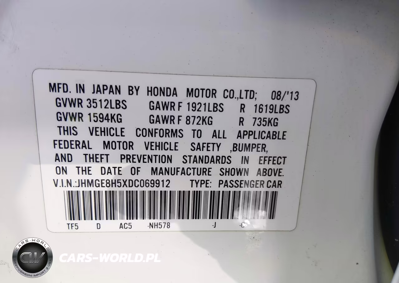 2013 Honda Fit Sport VIN:JHMGE8H5XDC069912 - 9