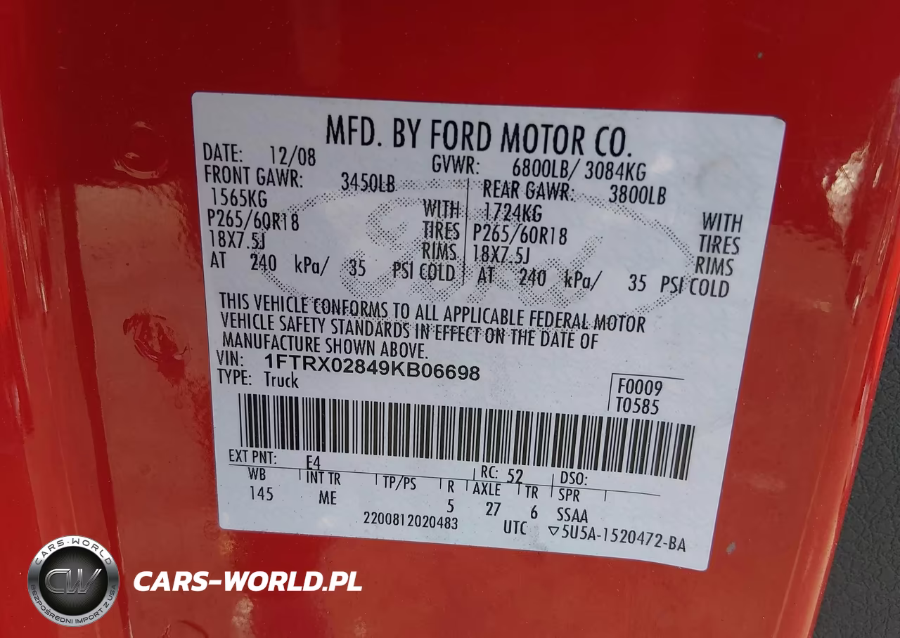 2009 Ford F-150 Stx-Xlt VIN:1FTRX02849KB06698 - 9