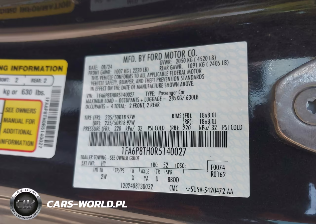 2024 Ford Mustang Ecoboost Fastback VIN:1FA6P8TH0R5140027 - 9