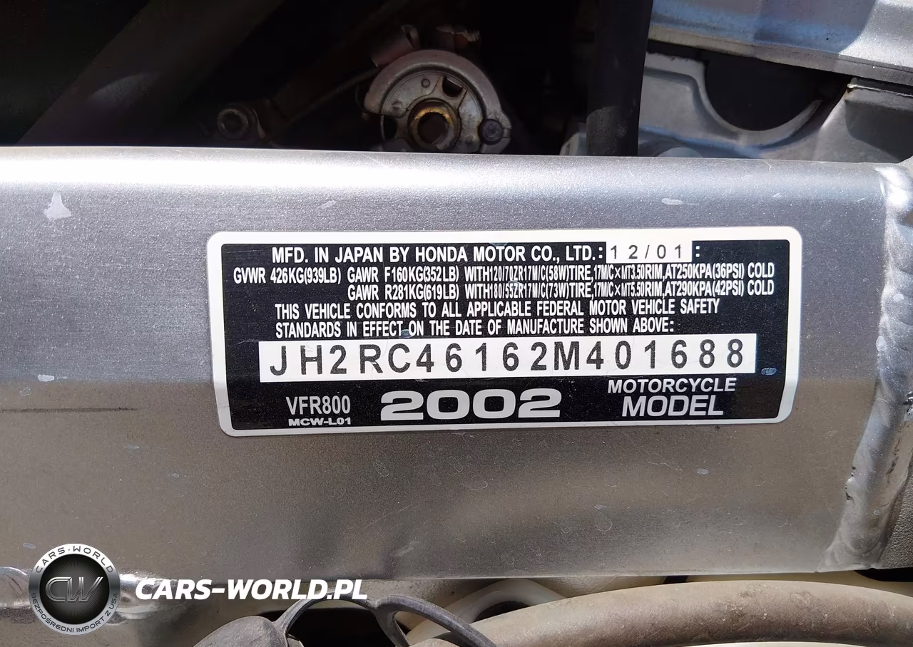 2002 Honda Vfr800 VIN:JH2RC46162M401688 - 10