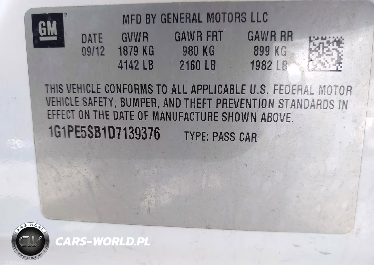 2013 Chevrolet Cruze 2Lt Auto VIN:1G1PE5SB1D7139376 - 9