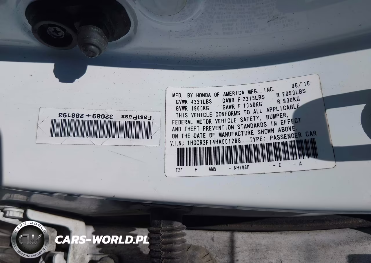 2017 Honda Accord Sport Se VIN:1HGCR2F14HA001268 - 9