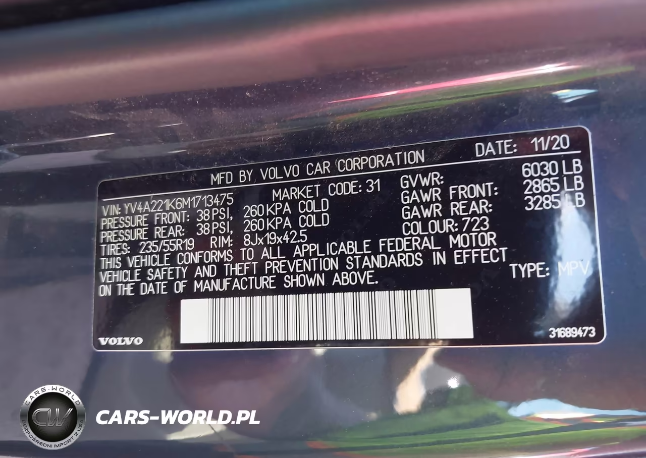 2021 Volvo Xc90 T6 Momentum 6 Passenger VIN:YV4A221K6M1713475 - 9