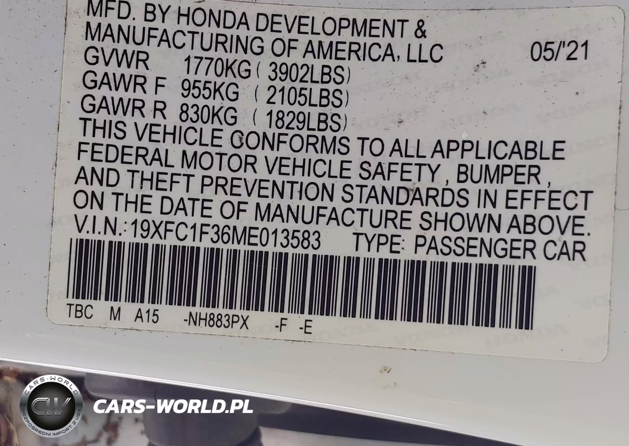 2021 Honda Civic Ex VIN:19XFC1F36ME013583 - 9
