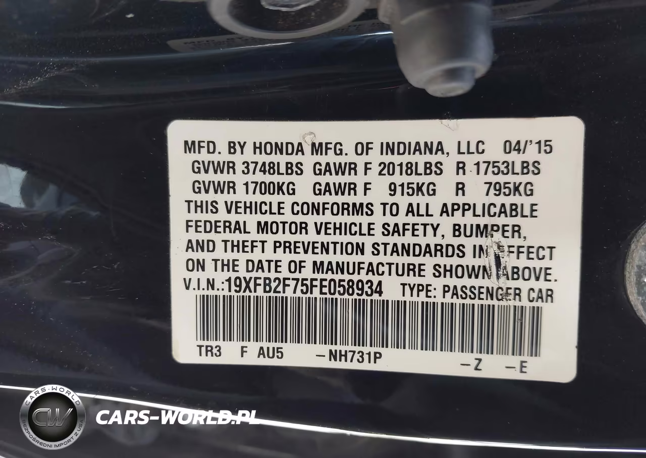 2015 Honda Civic Se VIN:19XFB2F75FE058934 - 9