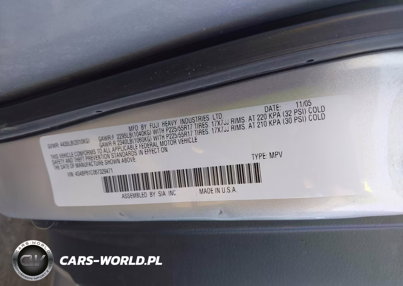2006 Subaru Outback 2.5I VIN:4S4BP61C067329471 - 9