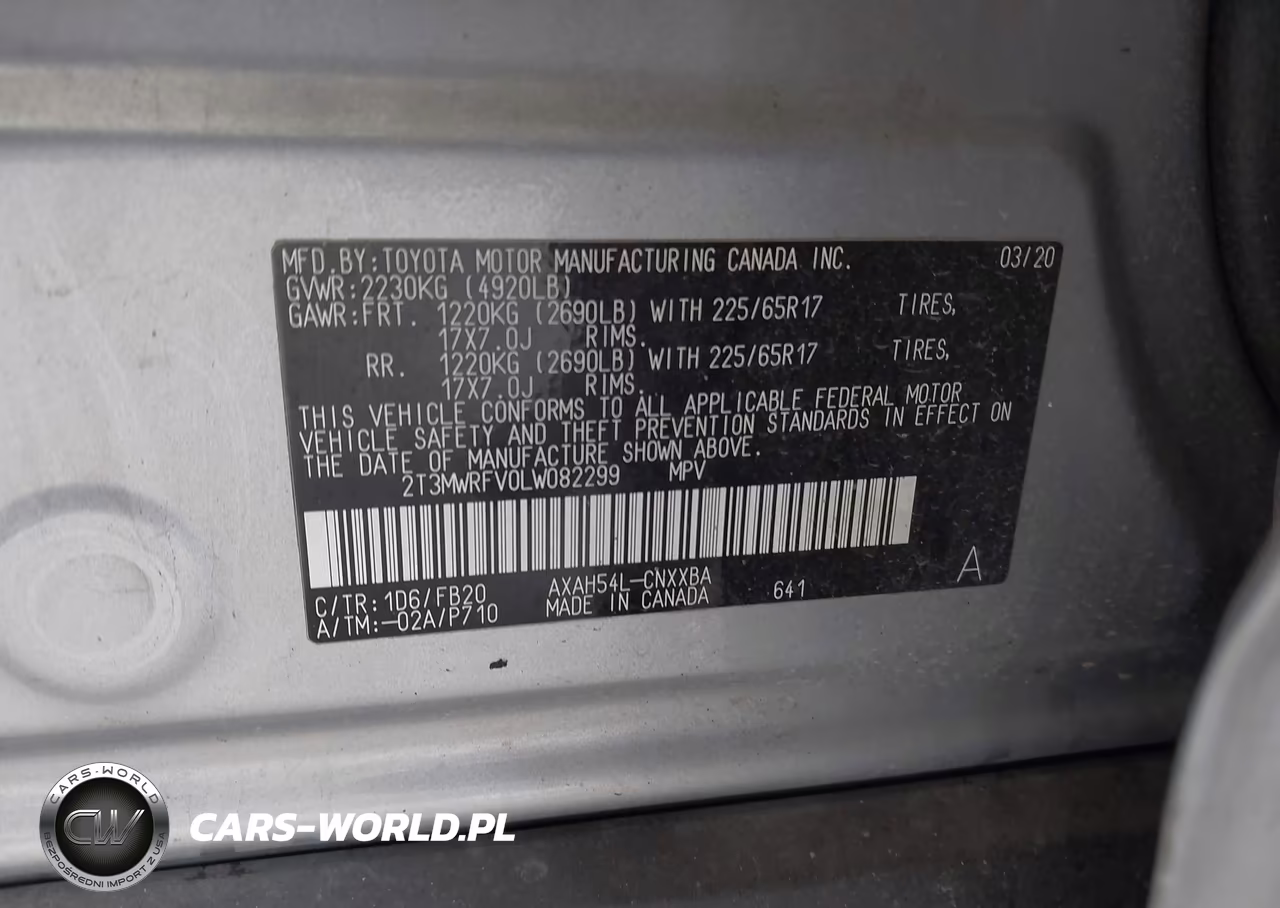 2020 Toyota Rav4 Hybrid Le VIN:2T3MWRFV0LW082299 - 9