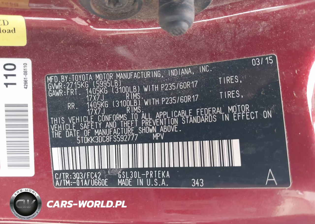 2015 Toyota Sienna Le 8 Passenger VIN:5TDKK3DC8FS592777 - 9