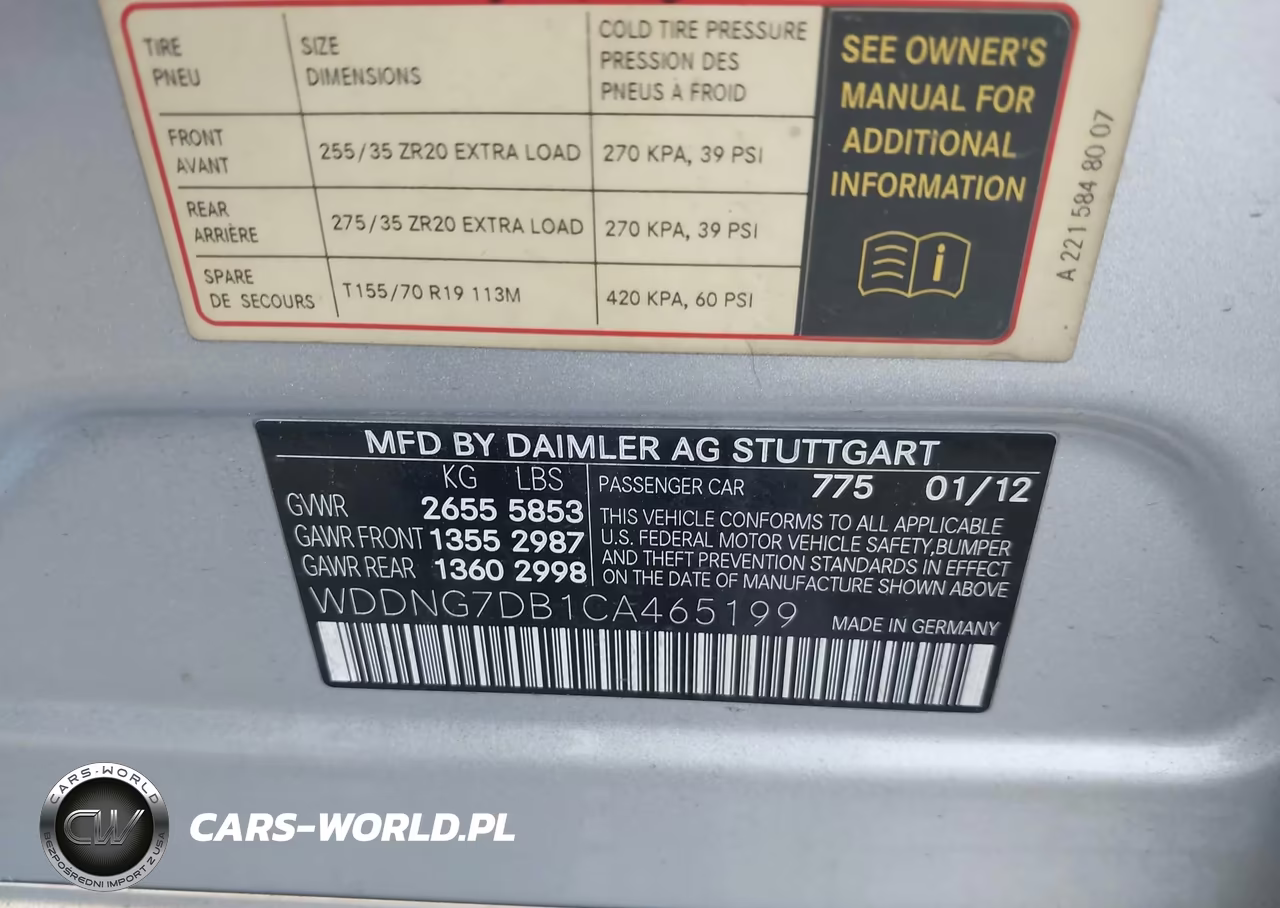 2012 Mercedes-Benz S 550 VIN:WDDNG7DB1CA465199 - 9