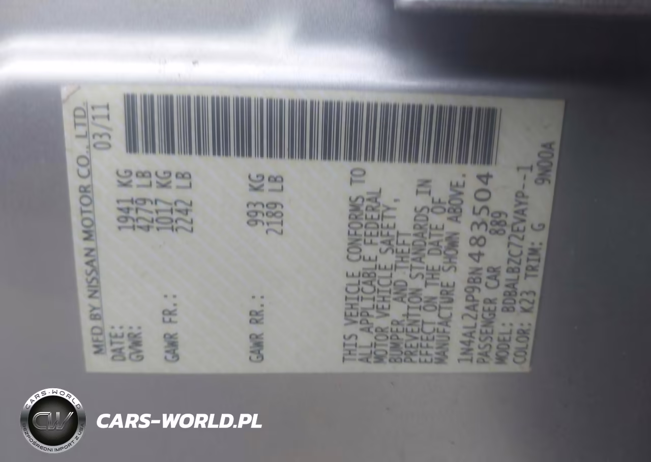 2011 Nissan Altima 2.5 S VIN:1N4AL2AP9BN483504 - 9