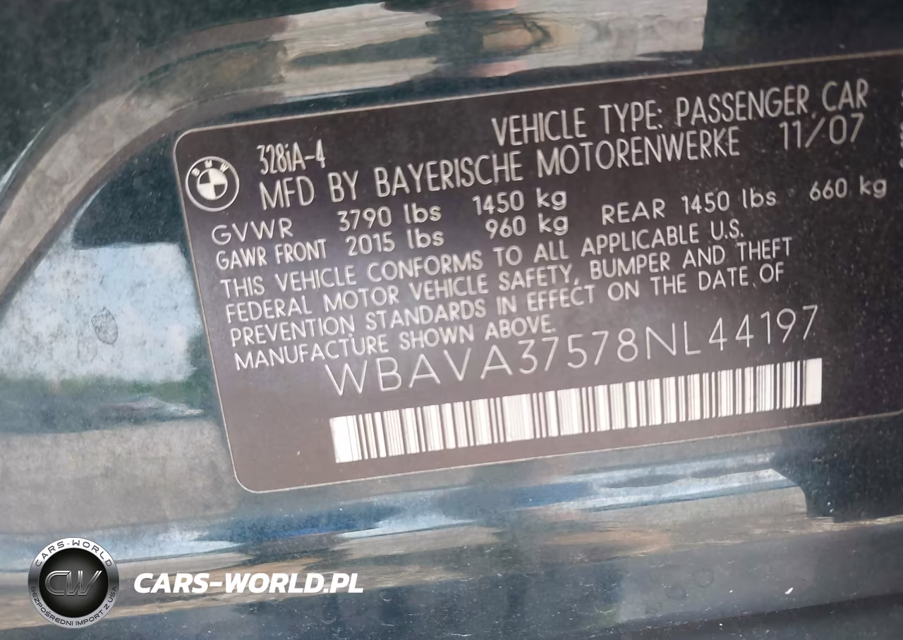 2008 BMW 328I VIN:WBAVA37578NL44197 - 9