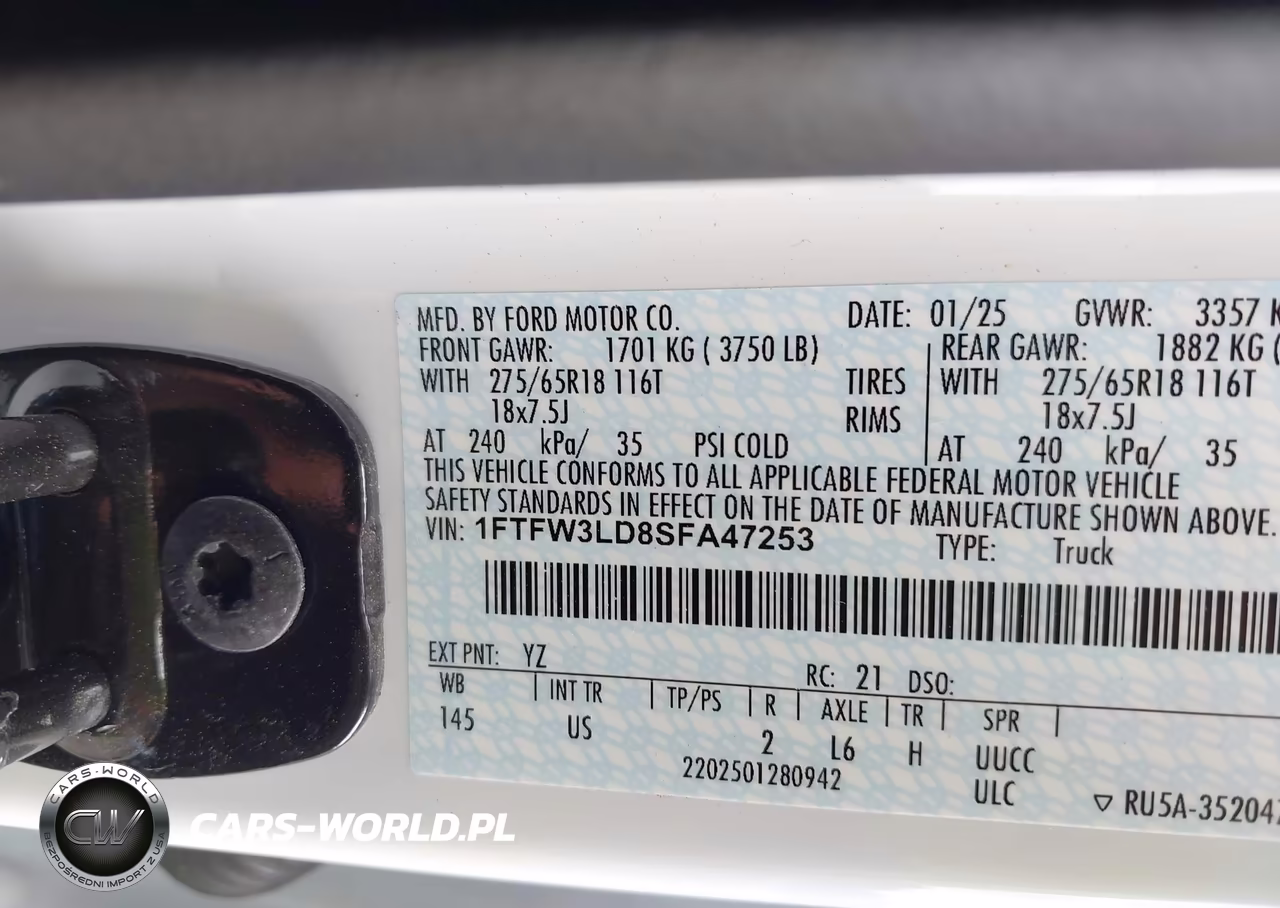 2025 Ford F-150 Xlt VIN:1FTFW3LD8SFA47253 - 9