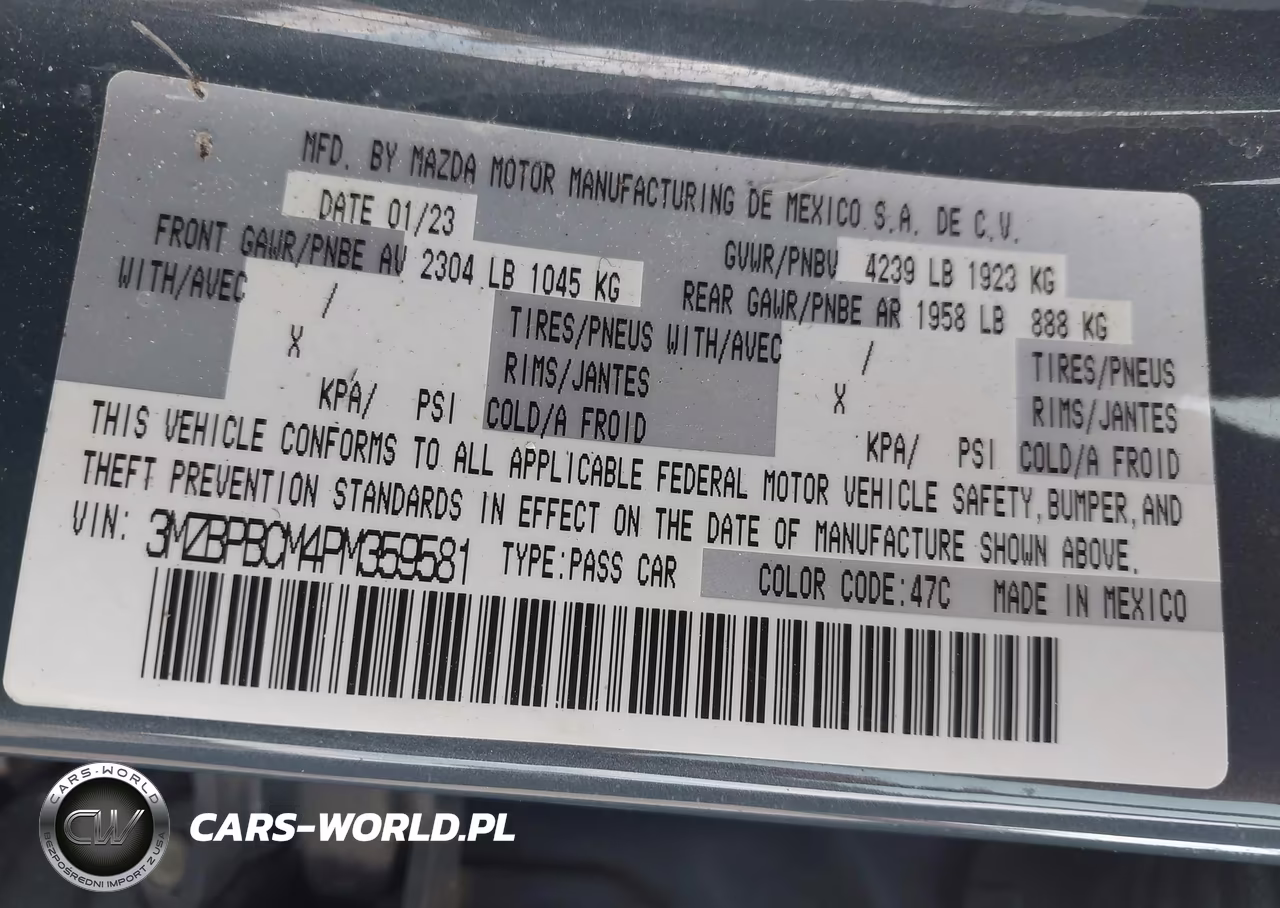 2023 Mazda Mazda3 2.5 S Carbon Edition VIN:3MZBPBCM4PM359581 - 9