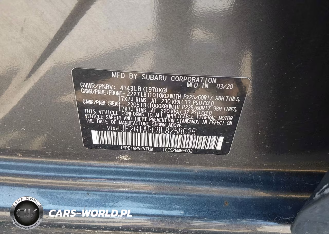 2020 Subaru Crosstrek Premium VIN:JF2GTAPC8L8258625 - 9