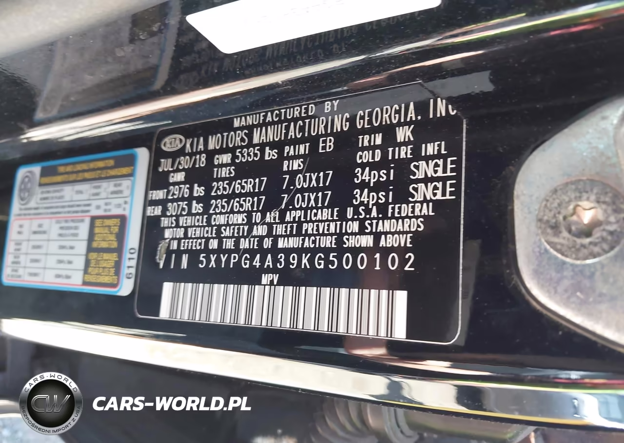 2019 Kia Sorento 2.4L L VIN:5XYPG4A39KG500102 - 9