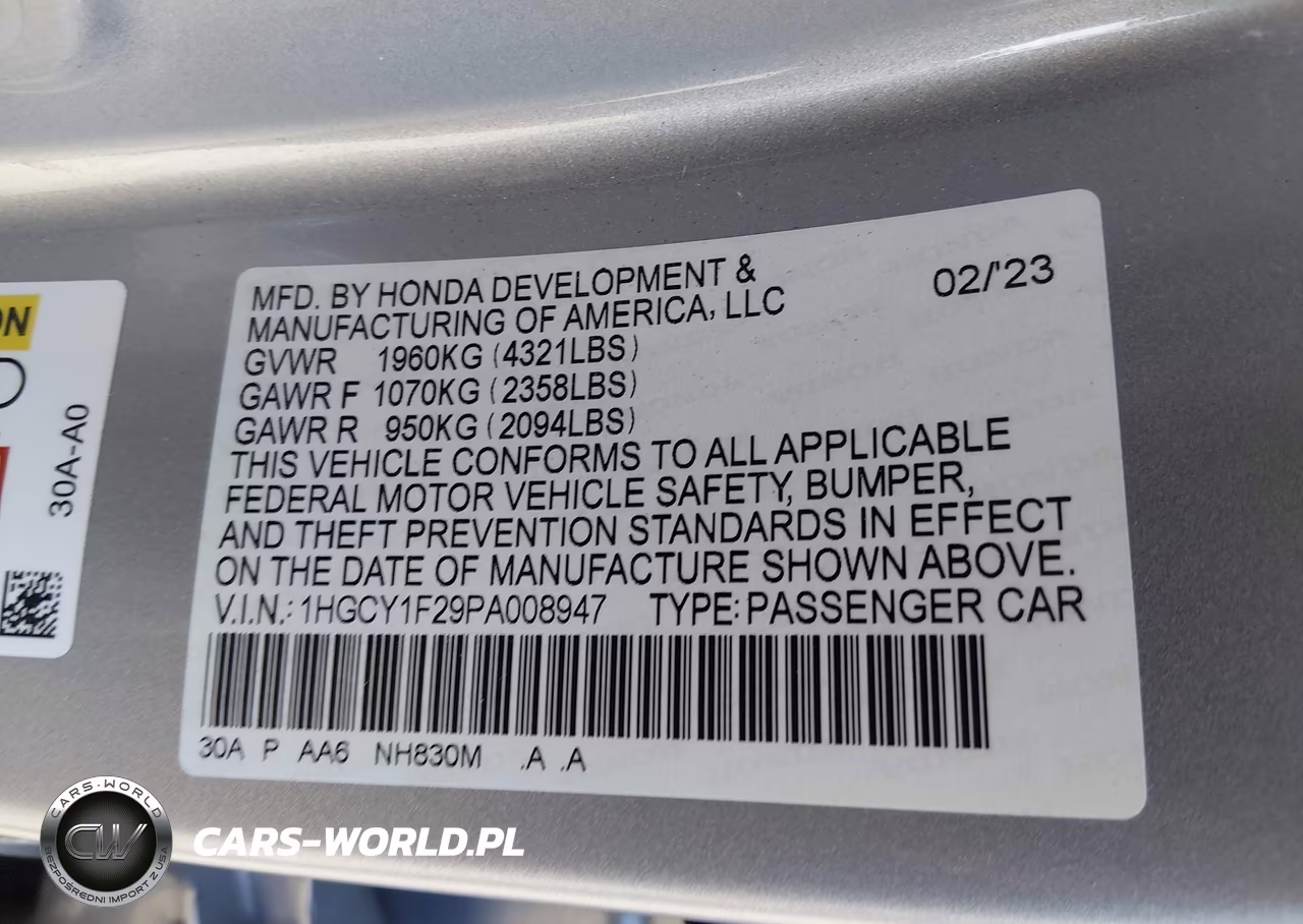 2023 Honda Accord Lx VIN:1HGCY1F29PA008947 - 9
