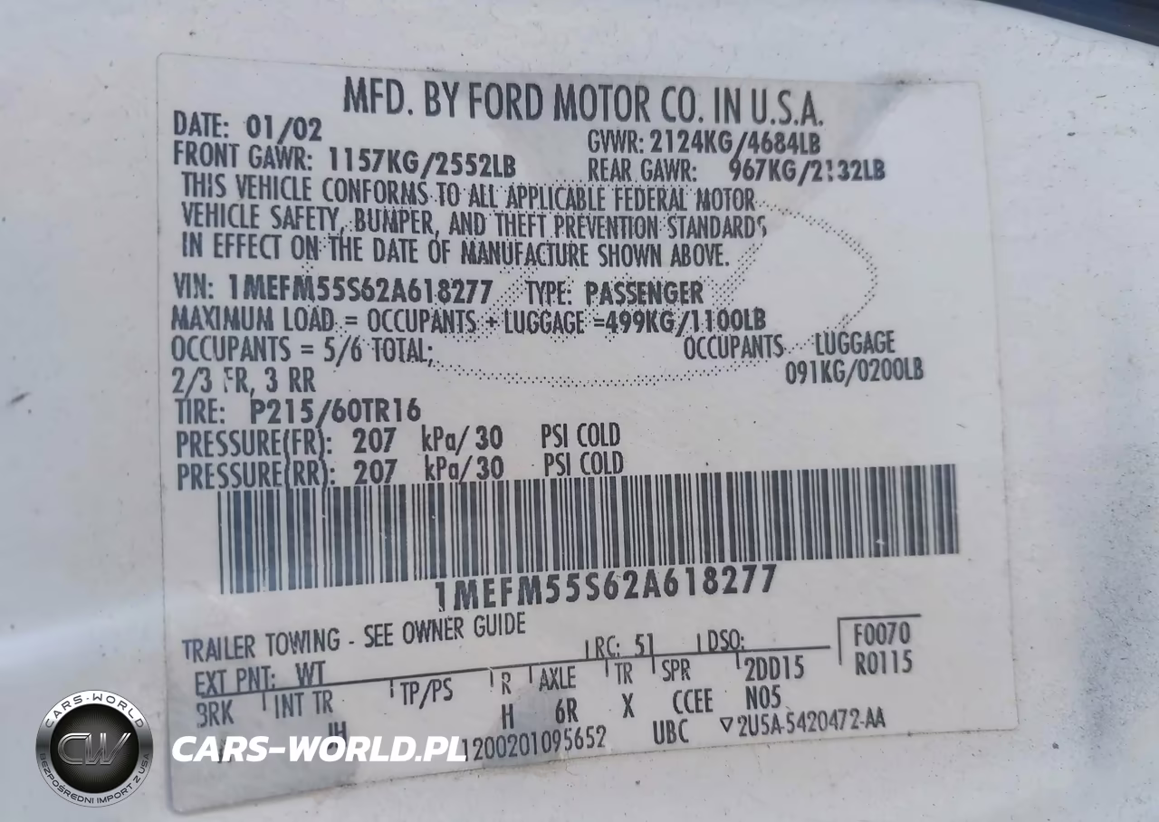 2002 Mercury Sable Ls Premium VIN:1MEFM55S62A618277 - 9