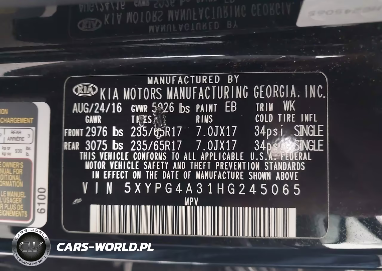 2017 Kia Sorento 2.4L Lx VIN:5XYPG4A31HG245065 - 9