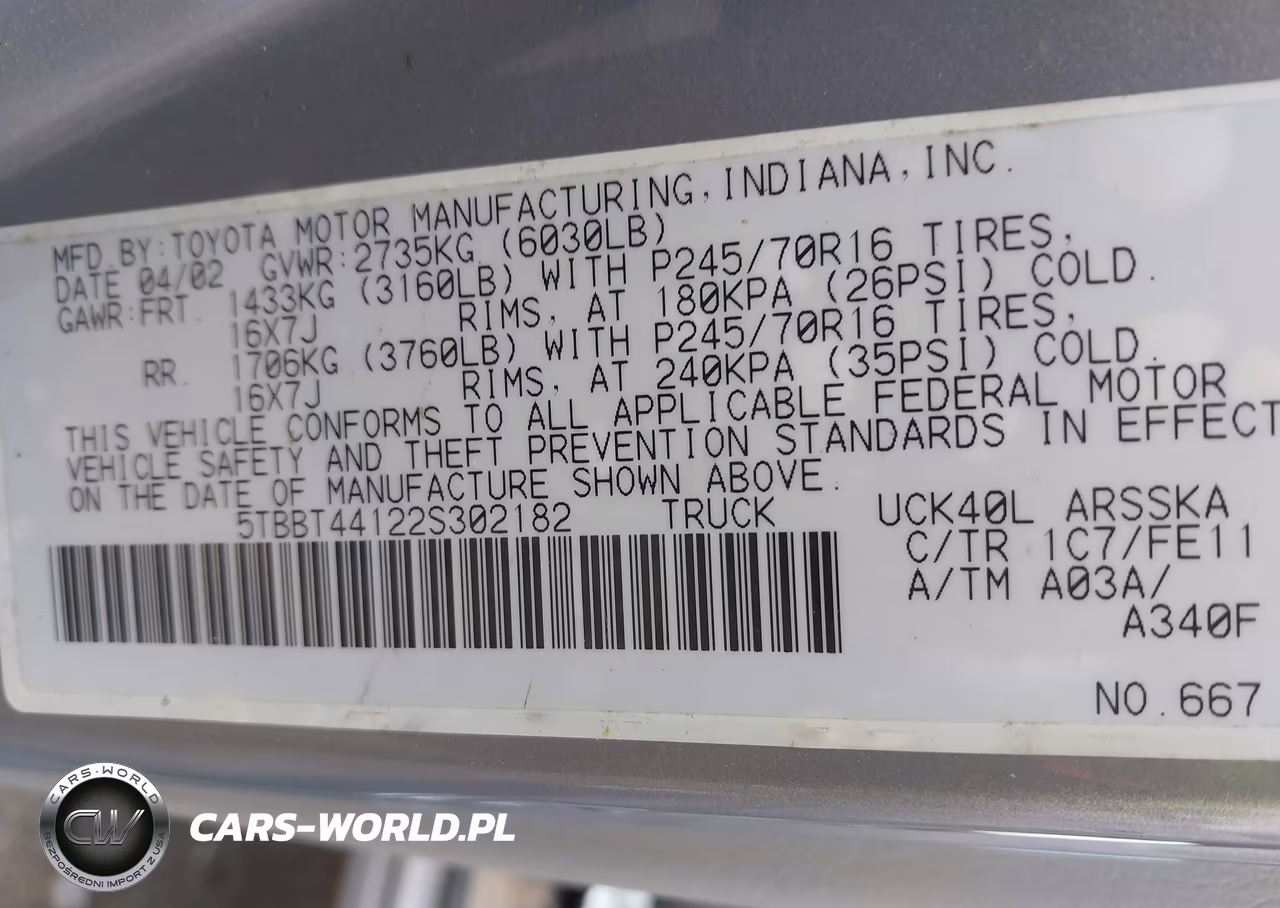 2002 Toyota Tundra Sr5 V8 VIN:5TBBT44122S302182 - 9