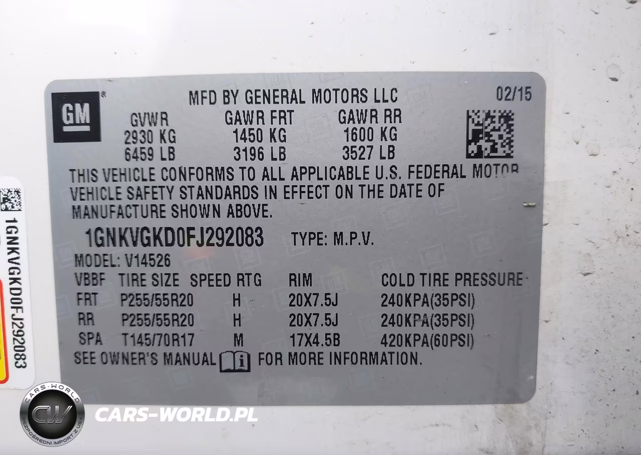 2015 Chevrolet Traverse 1Lt VIN:1GNKVGKD0FJ292083 - 9