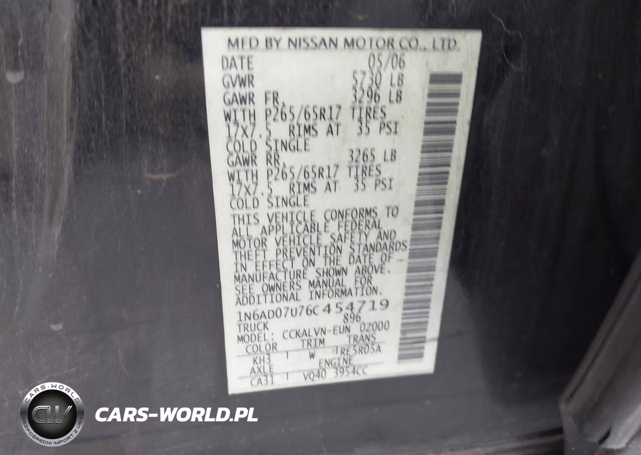 2006 Nissan Frontier Le VIN:1N6AD07U76C454719 - 9