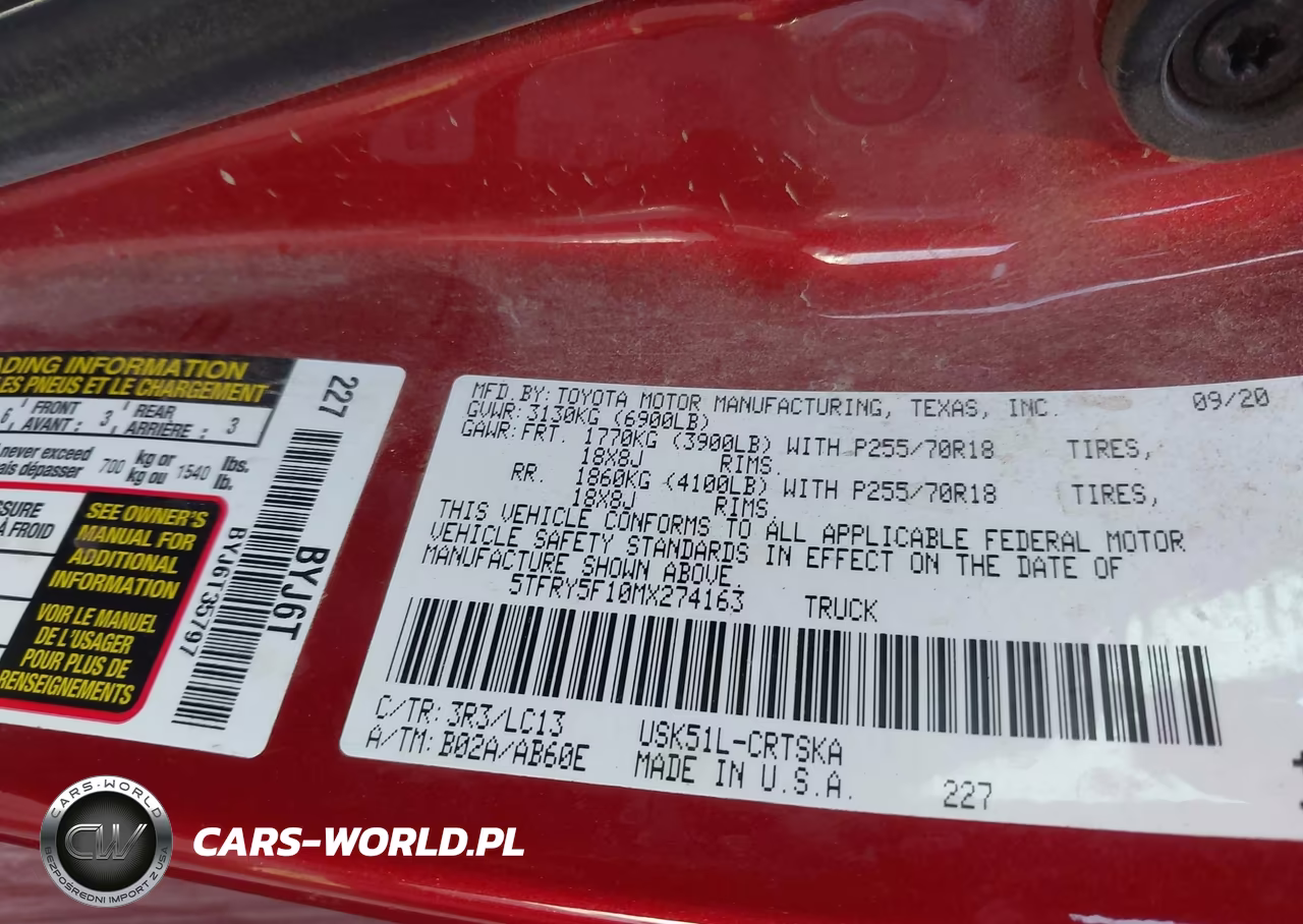 2021 Toyota Tundra Sr VIN:5TFRY5F10MX274163 - 9