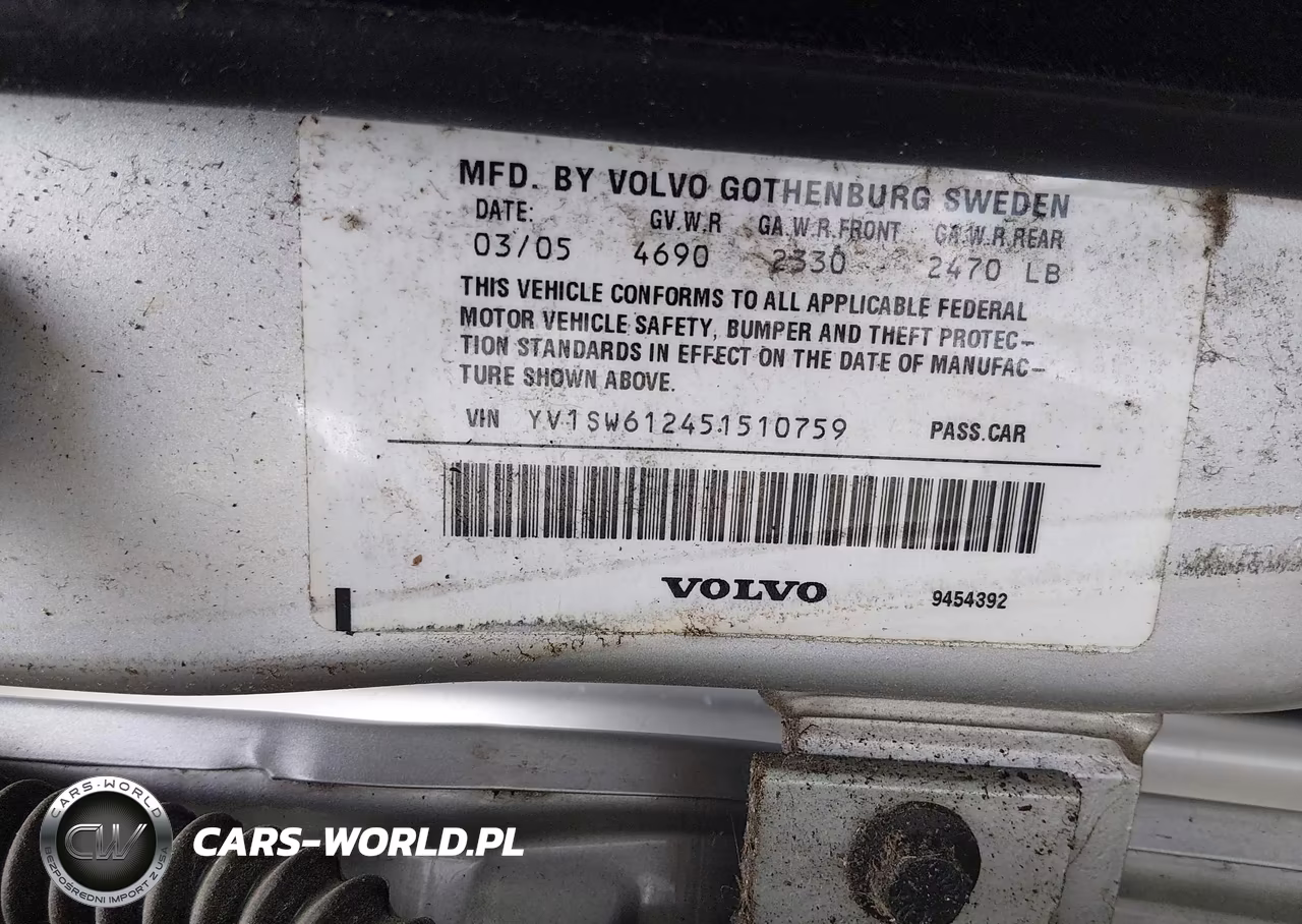 2005 Volvo V70 2.4 A-2.4 A Sr-2.4 M-2.4 M Sr VIN:YV1SW612451510759 - 9