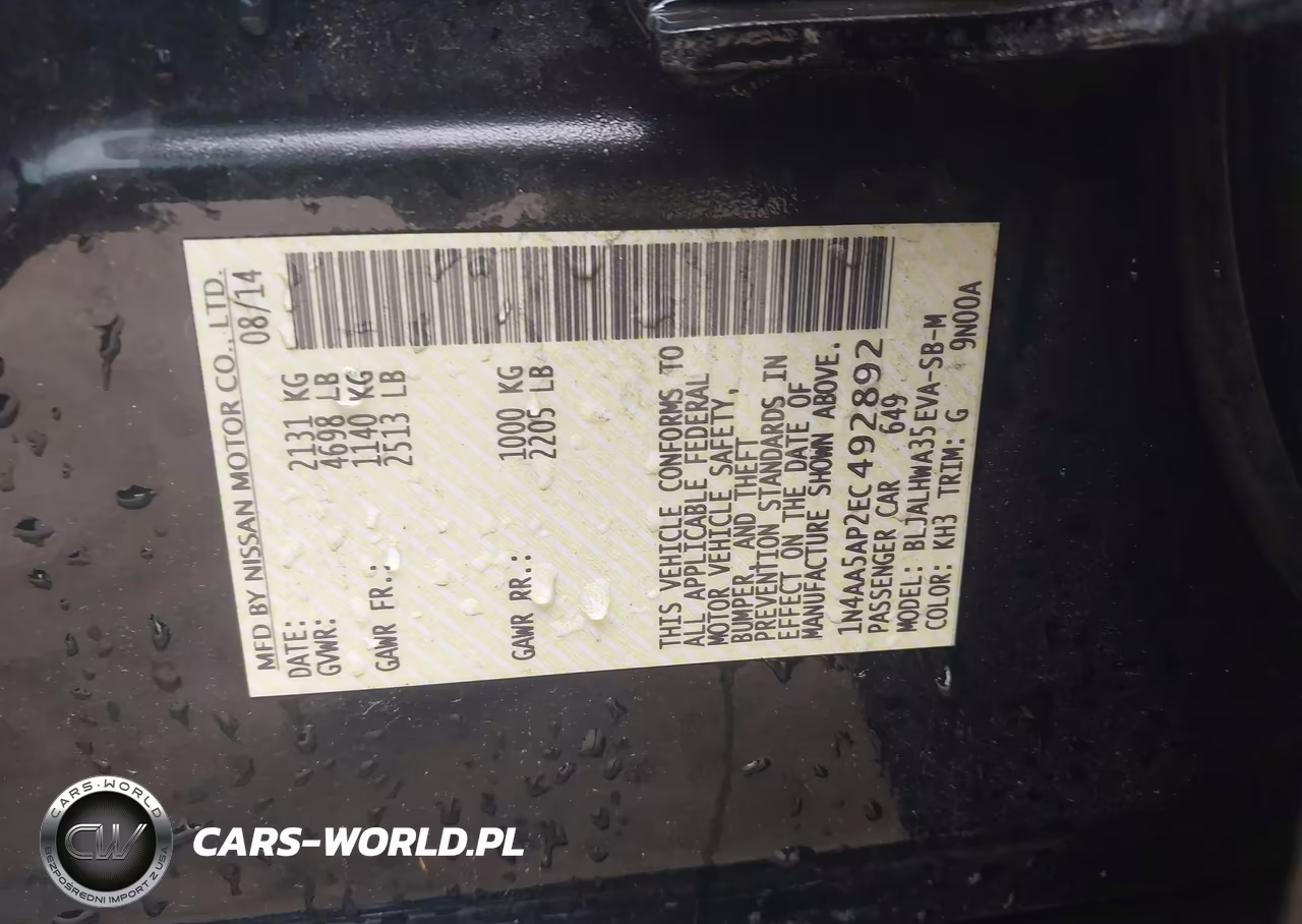 2014 Nissan Maxima 3.5 Sv VIN:1N4AA5AP2EC492892 - 9