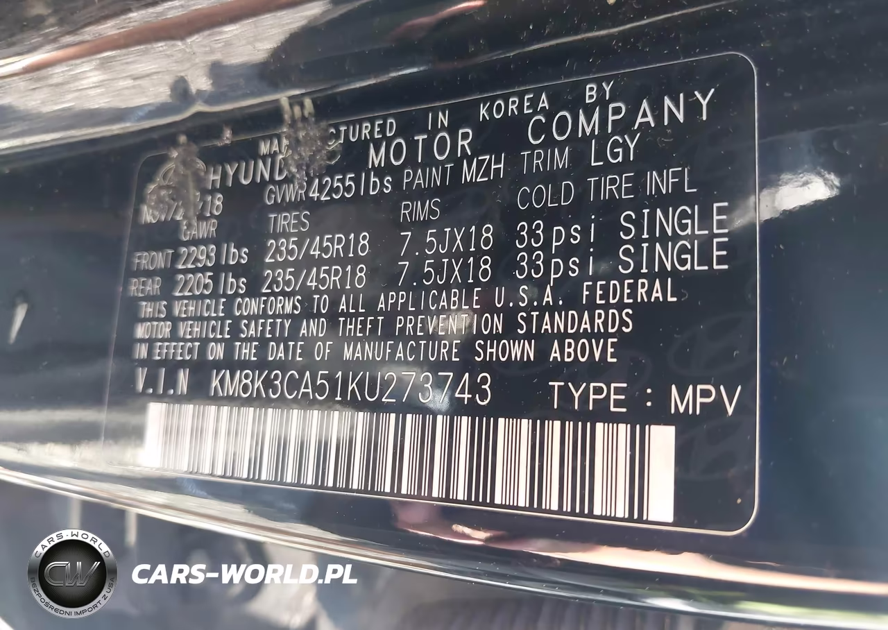 2019 Hyundai Kona Limited VIN:KM8K3CA51KU273743 - 9