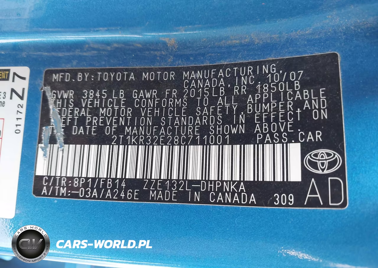 2008 Toyota Matrix Xr VIN:2T1KR32E28C711001 - 9