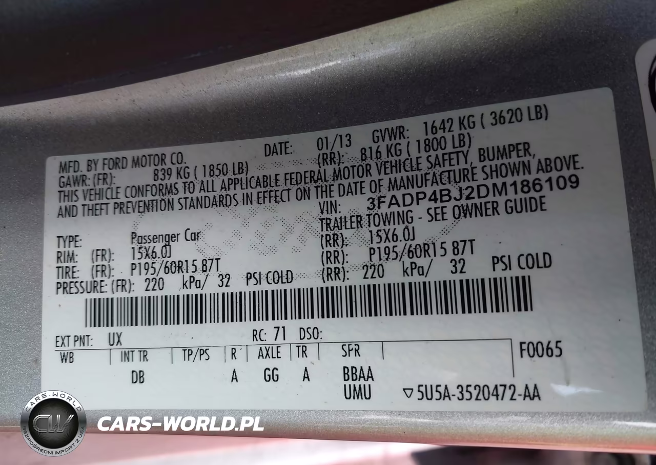 2013 Ford Fiesta VIN:3FADP4BJ2DM186109 - 9