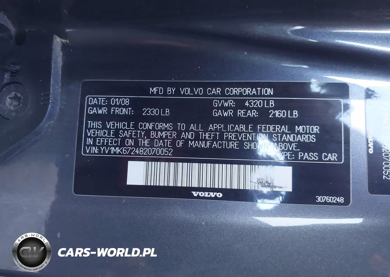 2008 Volvo C30 R-Design-T5 Version 1.0-T5 Version 2.0-Version 1.0-Version 2.0 VIN:YV1MK672482070052 - 9