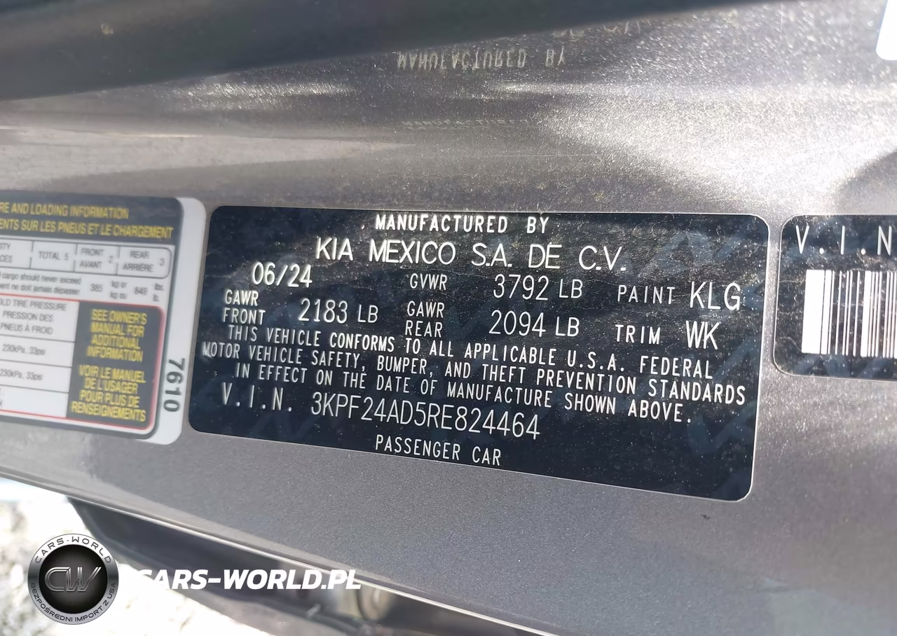 2024 Kia Forte Lxs VIN:3KPF24AD5RE824464 - 9