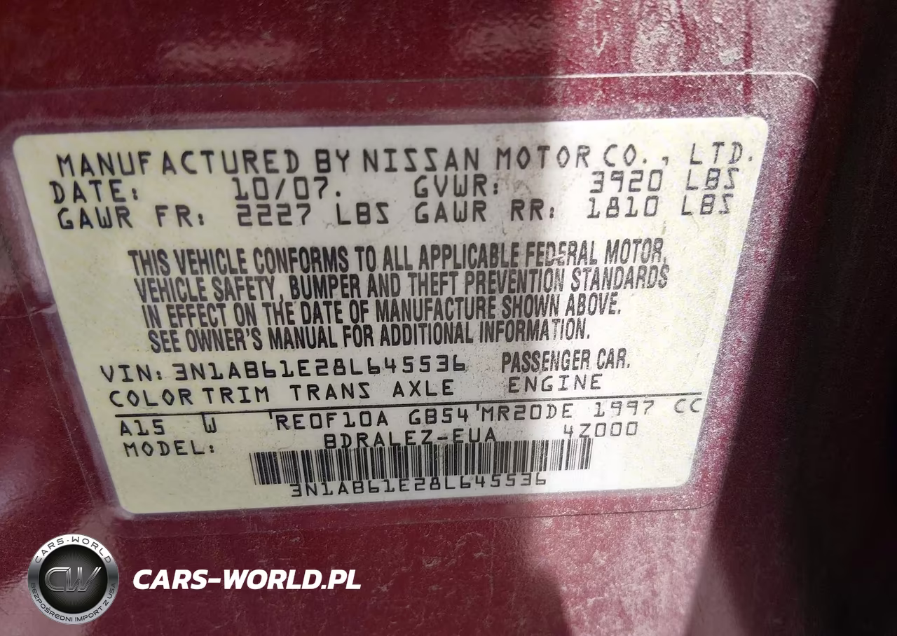2008 Nissan Sentra 2.0 S VIN:3N1AB61E28L645536 - 9