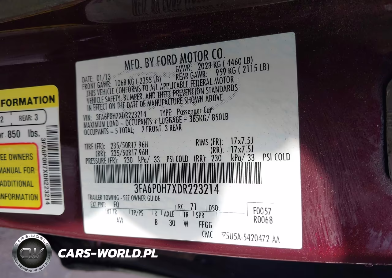 2013 Ford Fusion Se VIN:3FA6P0H7XDR223214 - 9