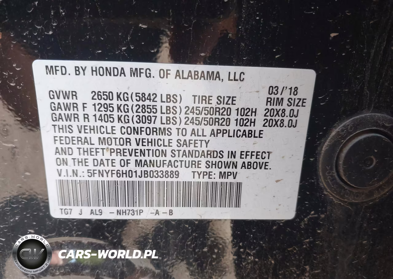 2018 Honda Pilot Elite VIN:5FNYF6H01JB033889 - 9