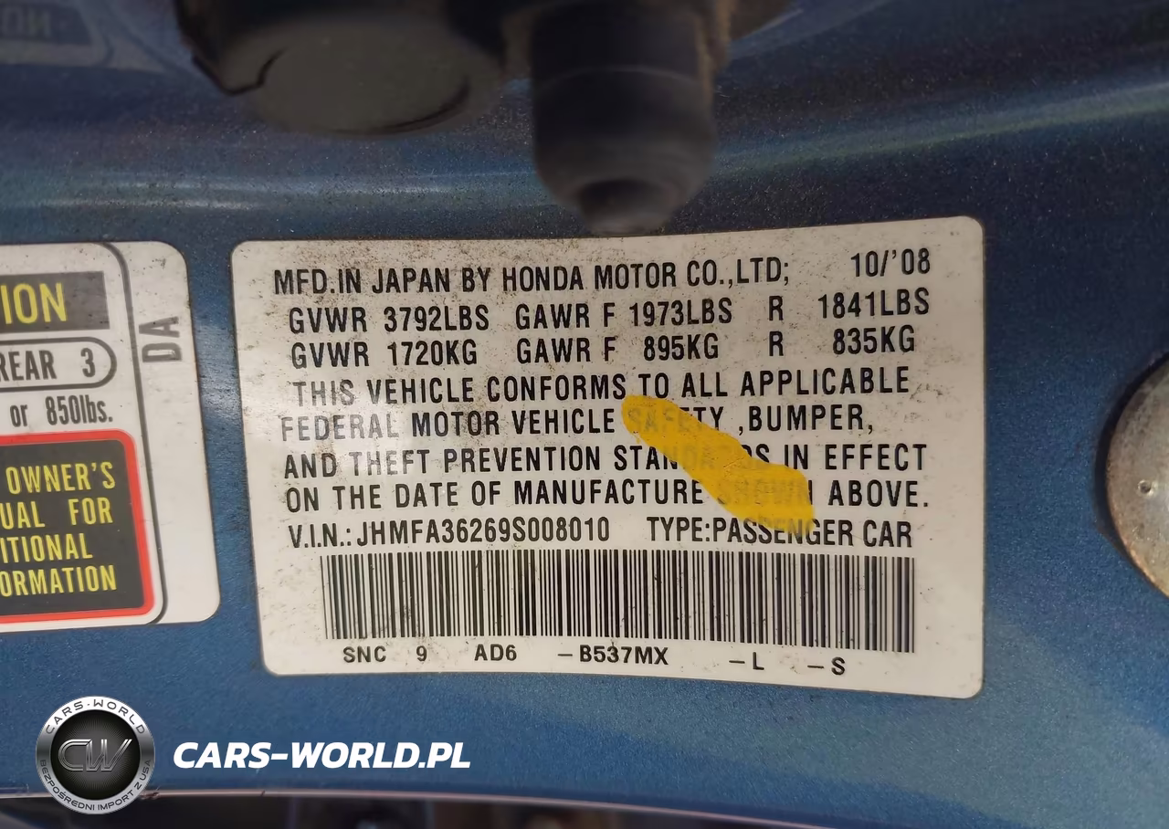 2009 Honda Civic Hybrid VIN:JHMFA36269S008010 - 9